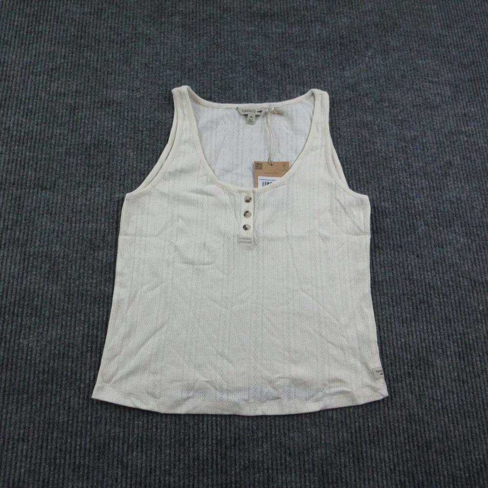 Toad&Co Tank Womens M White Foothill Pointelle Henley Salt Lightweight Knit NWT